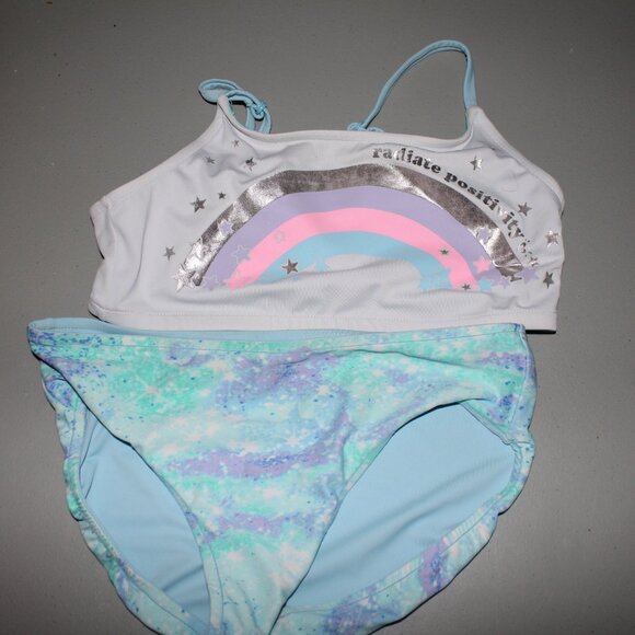 Multi Color Reversibile 2 Pcs Justice Bikini Swimsuit Size 14 - Picture 2 of 11